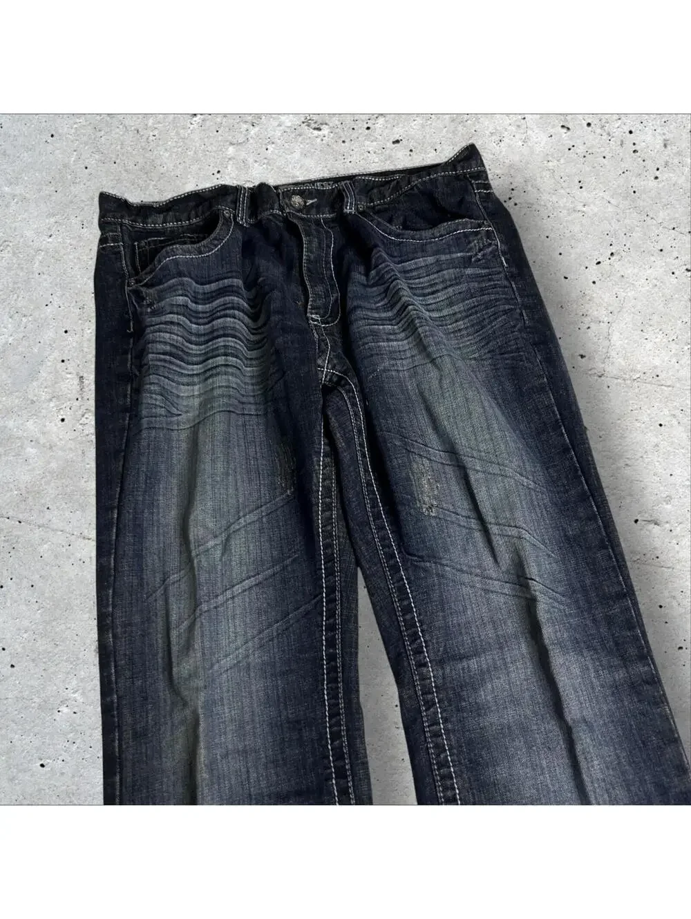 REQUEST Emo Grunge Y2K Alt Style Jeans Flare Denim Jeans Flap Pockets Size 38x30